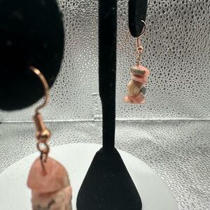 Elegant Pink and Gold Multi colored Gem Stone Dangle Earrings